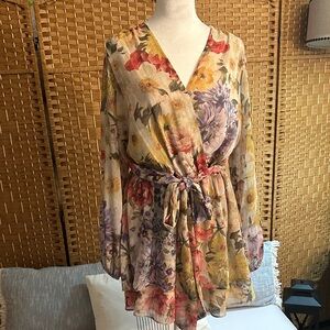 Floral Wrap Dress with Tie Belt Express ,with short .